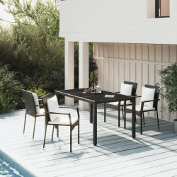 5 Pcs conjunto de jantar p/ jardim c/ almofadões vime PE preto