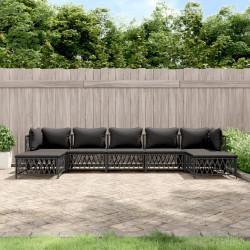 7 Pcs conjunto lounge de jardim com almofadões aço antracite