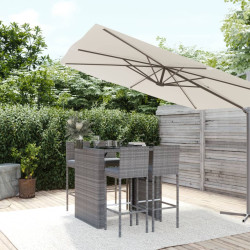 5 Pcs conjunto de bar p/ jardim c/ almofadões vime PE cinzento