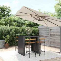 5 Pcs conjunto de bar p/ jardim vime PE/acácia maciça preto