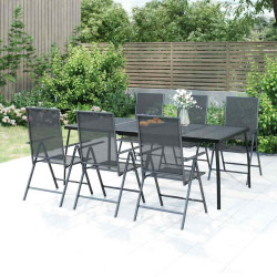 7 Pcs conjunto de jantar para jardim aço antracite