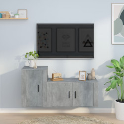 2 Pcs conjunto móveis de TV derivados de madeira cinza cimento