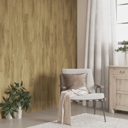 Painel de parede c/ aspeto de madeira 4,12 m² PVC castanho