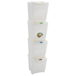 Caixotes do lixo empilháveis 4 pcs 100 l polipropileno branco
