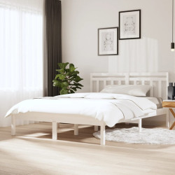 Estrutura de cama king 150x200 cm madeira maciça branco