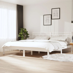 Estrutura de cama super king 180x200 cm madeira maciça branco
