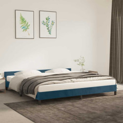 Estrutura de cama sem colchão 200x200 cm veludo azul-escuro