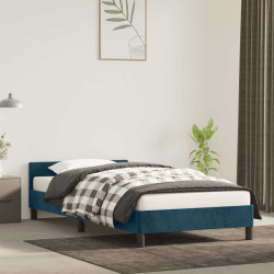 Estrutura de cama sem colchão 80x200 cm veludo azul-escuro