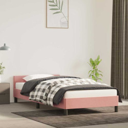 Estrutura cama c/ cabeceira sem colchão 100x200 cm veludo rosa