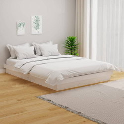 Estrutura de cama 140x200 cm madeira maciça branco