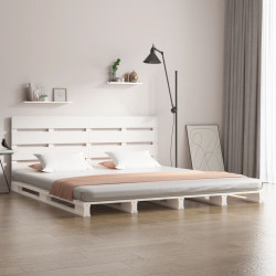 Cama sem colchão 180x200 cm madeira de pinho maciça branco