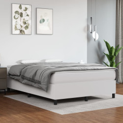 Estrutura de cama com molas 140x190 cm couro artificial branco