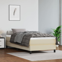 Estrutura de cama com molas 90x190 cm couro artificial cor creme