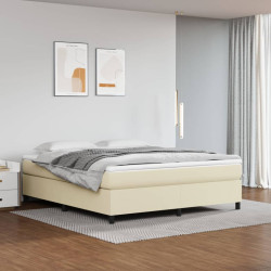 Estrutura de cama com molas 180x200 cm couro artificial cor creme