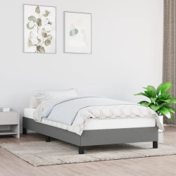 Estrutura de cama sem colchão 100x200 cm tecido cinzento-escuro