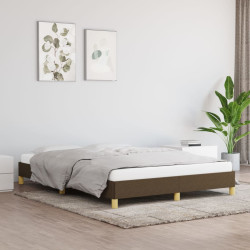 Estrutura de cama sem colchão 140x200 cm tecido castanho-escuro