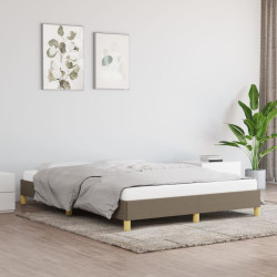 Cama sem colchão 140x190 cm tecido castanho-acinzentado