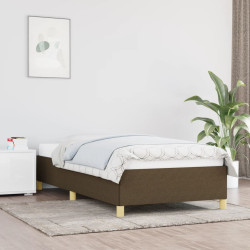 Estrutura de cama sem colchão 80x200 cm tecido castanho-escuro