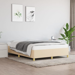 Estrutura de cama sem colchão 140x190 cm tecido cor creme
