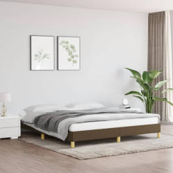 Estrutura de cama sem colchão 180x200 cm tecido castanho-escuro