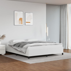 Estrutura de cama sem colchão 160x200 cm couro artificial branco