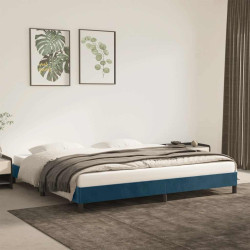 Estrutura de cama sem colchão 200x200 cm veludo azul-escuro