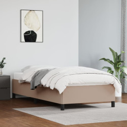 Estrutura de cama sem colchão 90x200 cm couro artificial cappuccino