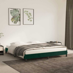 Estrutura de cama sem colchão 160x200 cm veludo verde-escuro