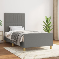 Estrutura de cama sem colchão 100x200 cm tecido cinzento-escuro
