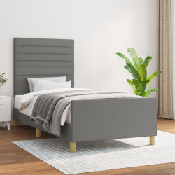 Estrutura de cama sem colchão 80x200 cm tecido cinzento-escuro