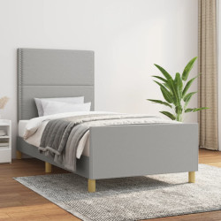 Estrutura de cama sem colchão 90x200 cm tecido cinzento-claro