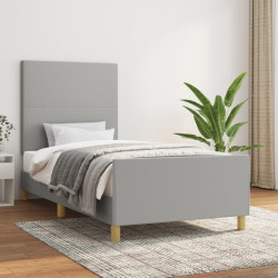 Estrutura de cama sem colchão 90x190 cm tecido cinzento-claro