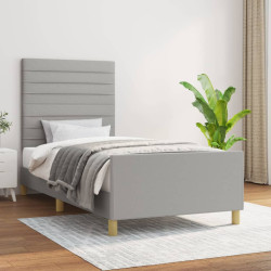 Estrutura de cama sem colchão 90x190 cm tecido cinzento-claro