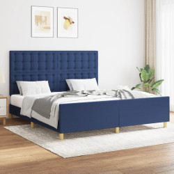 Estrutura de cama sem colchão 160x200 cm tecido azul