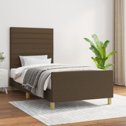 Estrutura de cama sem colchão 80x200 cm tecido castanho-escuro