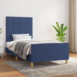 Estrutura de cama sem colchão 100x200 cm tecido azul