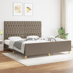 Cama sem colchão 180x200 cm tecido castanho-acinzentado