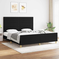 Estrutura de cama sem colchão 180x200 cm tecido preto