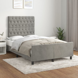 Estrutura de cama sem colchão 120x200 cm veludo cinzento-claro