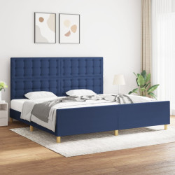 Estrutura de cama sem colchão 200x200 cm tecido azul