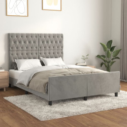 Estrutura de cama sem colchão 140x200 cm veludo cinzento-claro