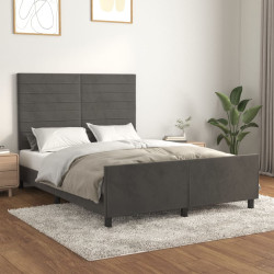 Estrutura de cama sem colchão 140x190 cm veludo cinzento-escuro