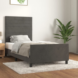 Estrutura de cama sem colchão 80x200 cm veludo cinzento-escuro