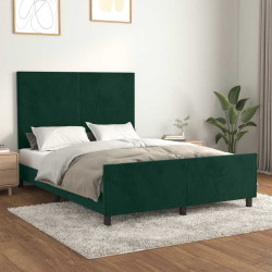 Estrutura de cama sem colchão 140x200 cm veludo verde-escuro