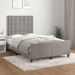 Estrutura de cama sem colchão 120x200 cm veludo cinzento-claro