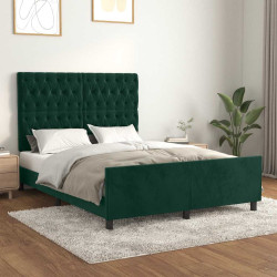 Estrutura de cama sem colchão 140x190 cm veludo verde-escuro