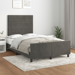 Estrutura de cama sem colchão 120x200 cm veludo cinzento-escuro