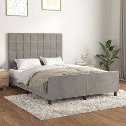 Estrutura de cama sem colchão 140x200 cm veludo cinzento-claro