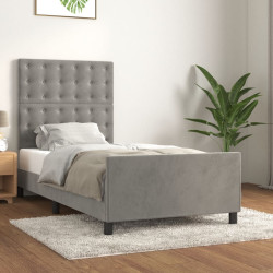 Estrutura de cama sem colchão 90x200 cm veludo cinzento-claro