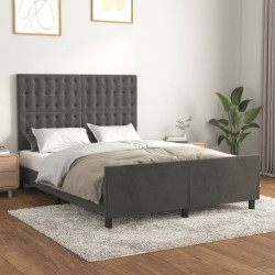 Estrutura de cama sem colchão 140x190 cm veludo cinzento-escuro